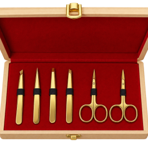 6-Piece Professional Eyebrow Grooming Kit with Wooden Case